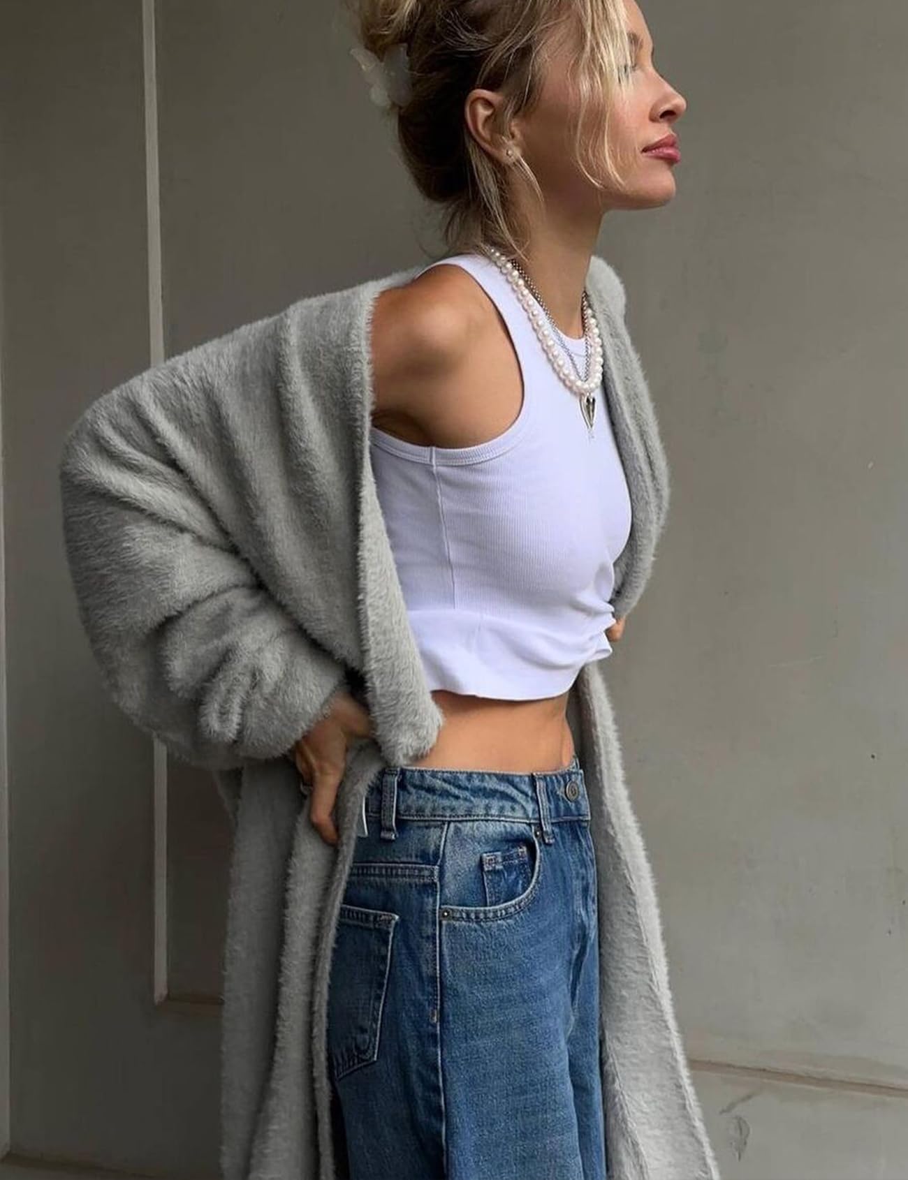 Fuzzy Long Sleeves Robe Cardigan