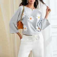 Load image into Gallery viewer, Embroidered Floral Knit Pullover Sweater
