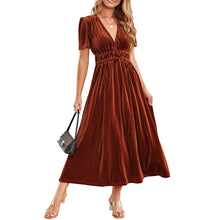 Load image into Gallery viewer, Elegant V-Neck Velvet Maxi Dress Wedding Guest Formal Party Long Dress
