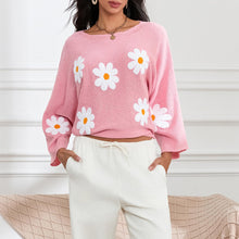 Load image into Gallery viewer, Embroidered Floral Knit Pullover Sweater
