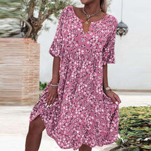 Load image into Gallery viewer, Pink Short Sleeves Loose Mini Dress
