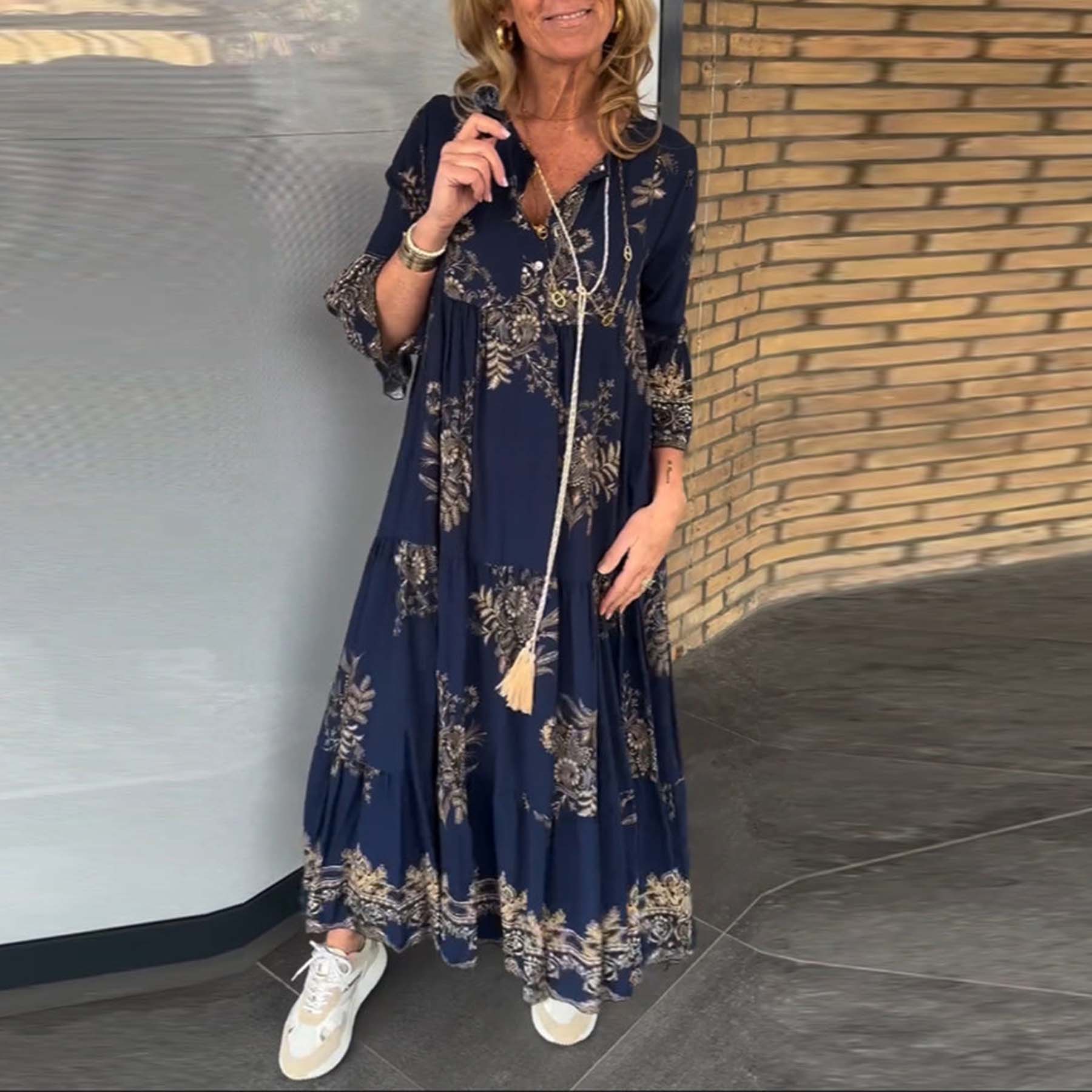 Print Loose Midi Dress