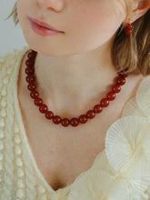 Load image into Gallery viewer, Vintage 18k Gold Plated Big Red Beaded Choker Necklace

