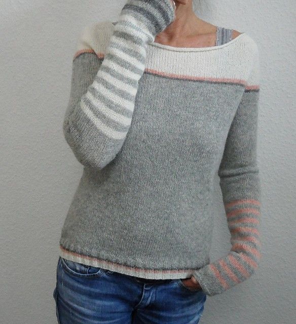 Color Block Striped Boat Neck Long Sleeve Sweater