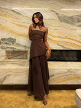 Load image into Gallery viewer, Graceful Strapless Patchwork Maxi Dress with Scarf

