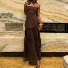 Load image into Gallery viewer, Graceful Strapless Patchwork Maxi Dress with Scarf

