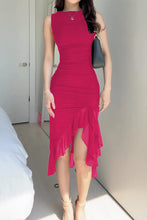 Load image into Gallery viewer, Sexy Round Neck Sleeveless Asymmetrical Midi Dress
