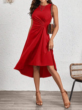 Load image into Gallery viewer, Sleeveless Asymmetric Pleated Split-Joint Midi Dress
