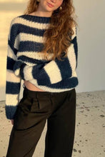 Load image into Gallery viewer, Loose Navy Stripe Knit Sweater
