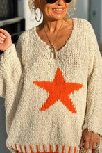 Load image into Gallery viewer, Texture Knit Star Pattern Contrast Color Loose Sweater
