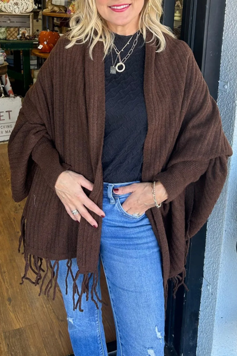 Casual Fringed Trim Irregular Cardigan Outerwear
