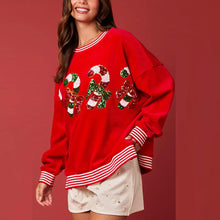 Load image into Gallery viewer, Christmas Decoration Sequined Round Neck Long Sleeve Sweatshirt
