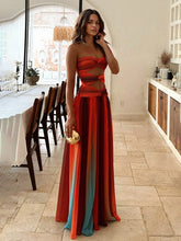 Load image into Gallery viewer, Sexy Colorful Gradient Print Hollow Out Party Maxi Dress
