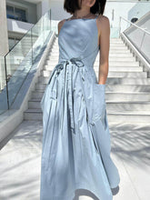 Load image into Gallery viewer, Refined Pockets Spaghetti Straps Tied Waist Maxi Dress
