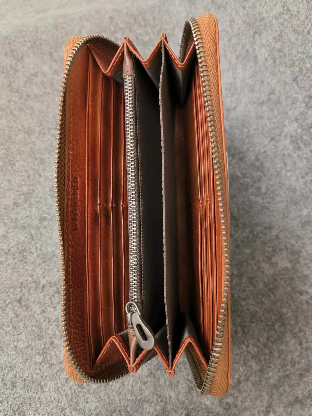 Handmade Long Leather Wallet Purse Large Capcity Multi Cards Zipper Soft Clutch for Women