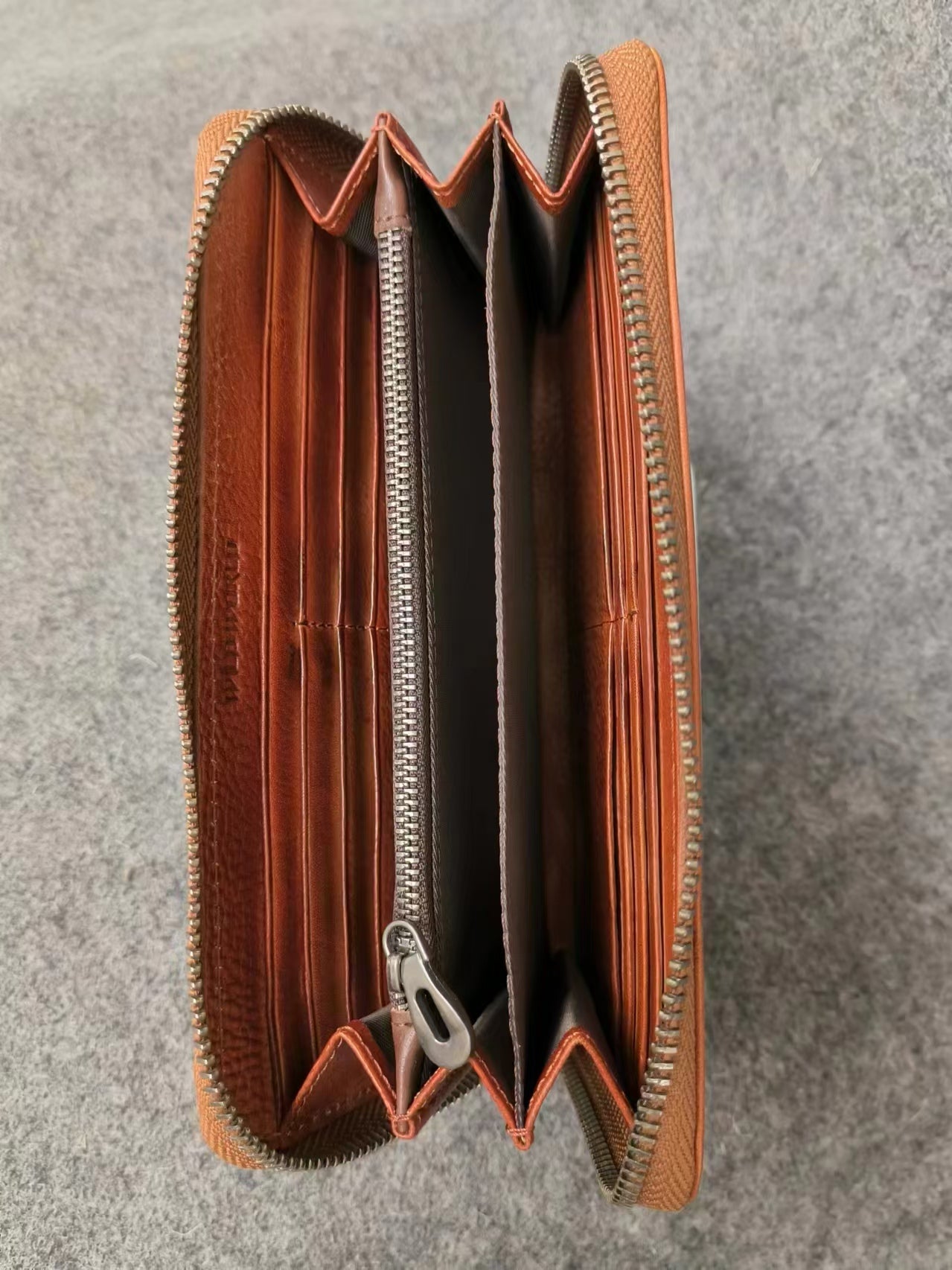 Handmade Long Leather Wallet Purse Large Capcity Multi Cards Zipper Soft Clutch for Women