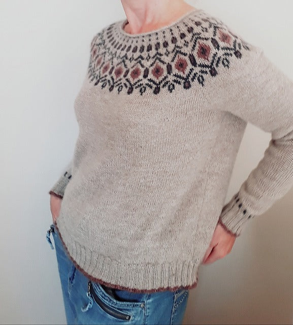 Fair Isle Casual Boho Knit  Crewneck Long Sleeve Sweater
