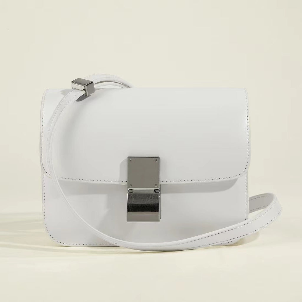 Genuine Leather Minimal Box Crossbody Bag Women Handbag