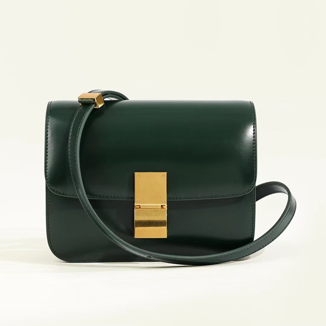 Genuine Leather Minimal Box Crossbody Bag Women Handbag