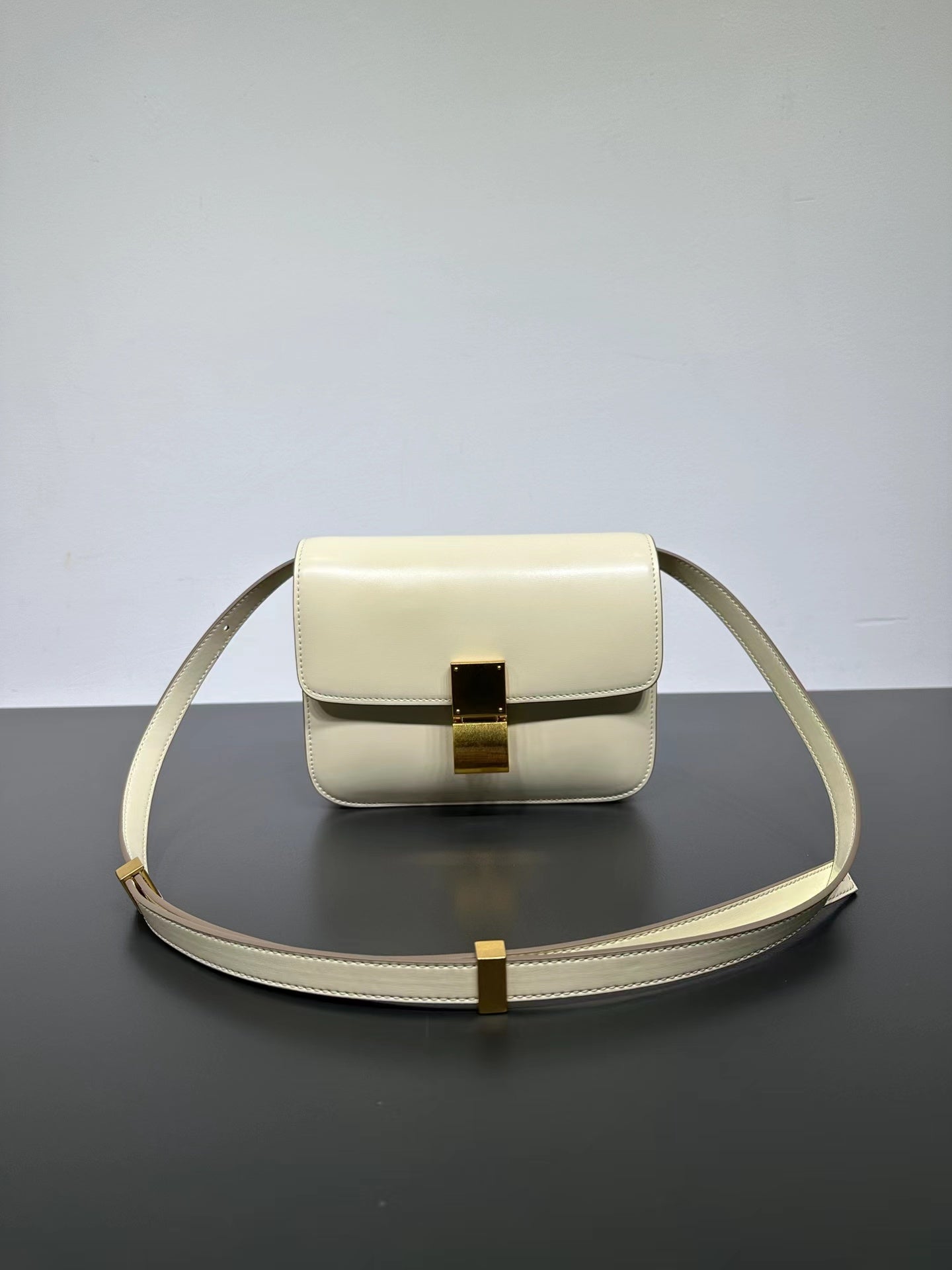 Genuine Leather Minimal Box Crossbody Bag Women Handbag