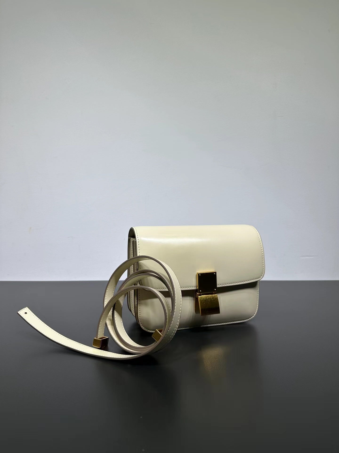 Genuine Leather Minimal Box Crossbody Bag Women Handbag