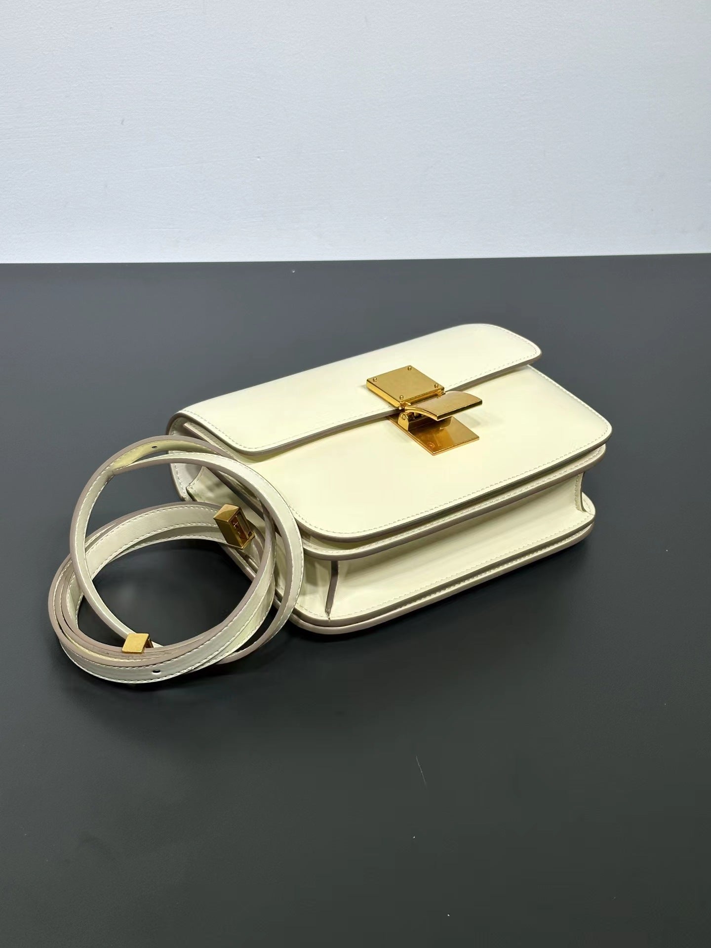 Genuine Leather Minimal Box Crossbody Bag Women Handbag