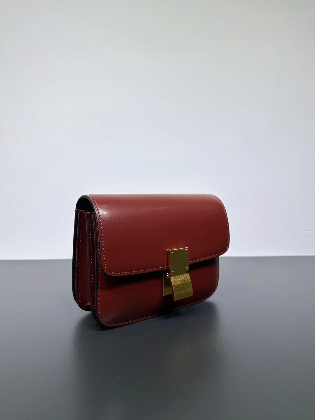 Genuine Leather Minimal Box Crossbody Bag Women Handbag