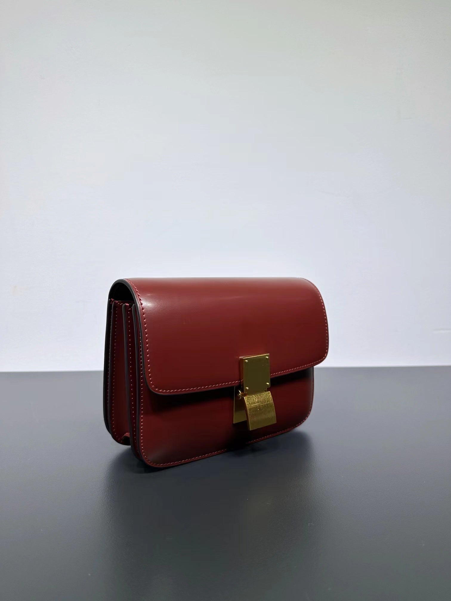 Genuine Leather Minimal Box Crossbody Bag Women Handbag