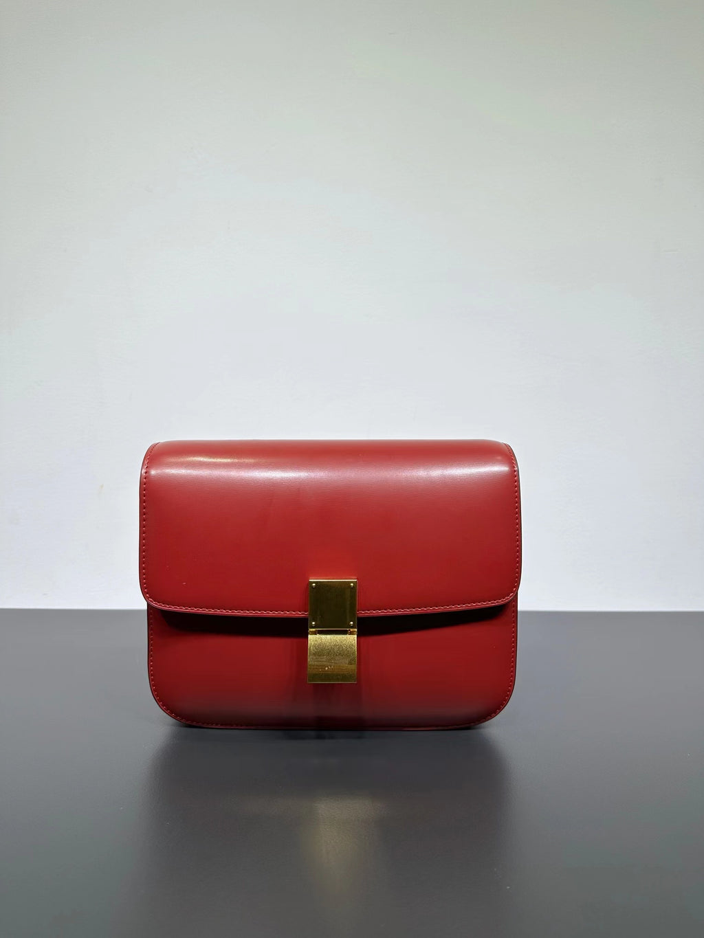 Genuine Leather Minimal Box Crossbody Bag Women Handbag