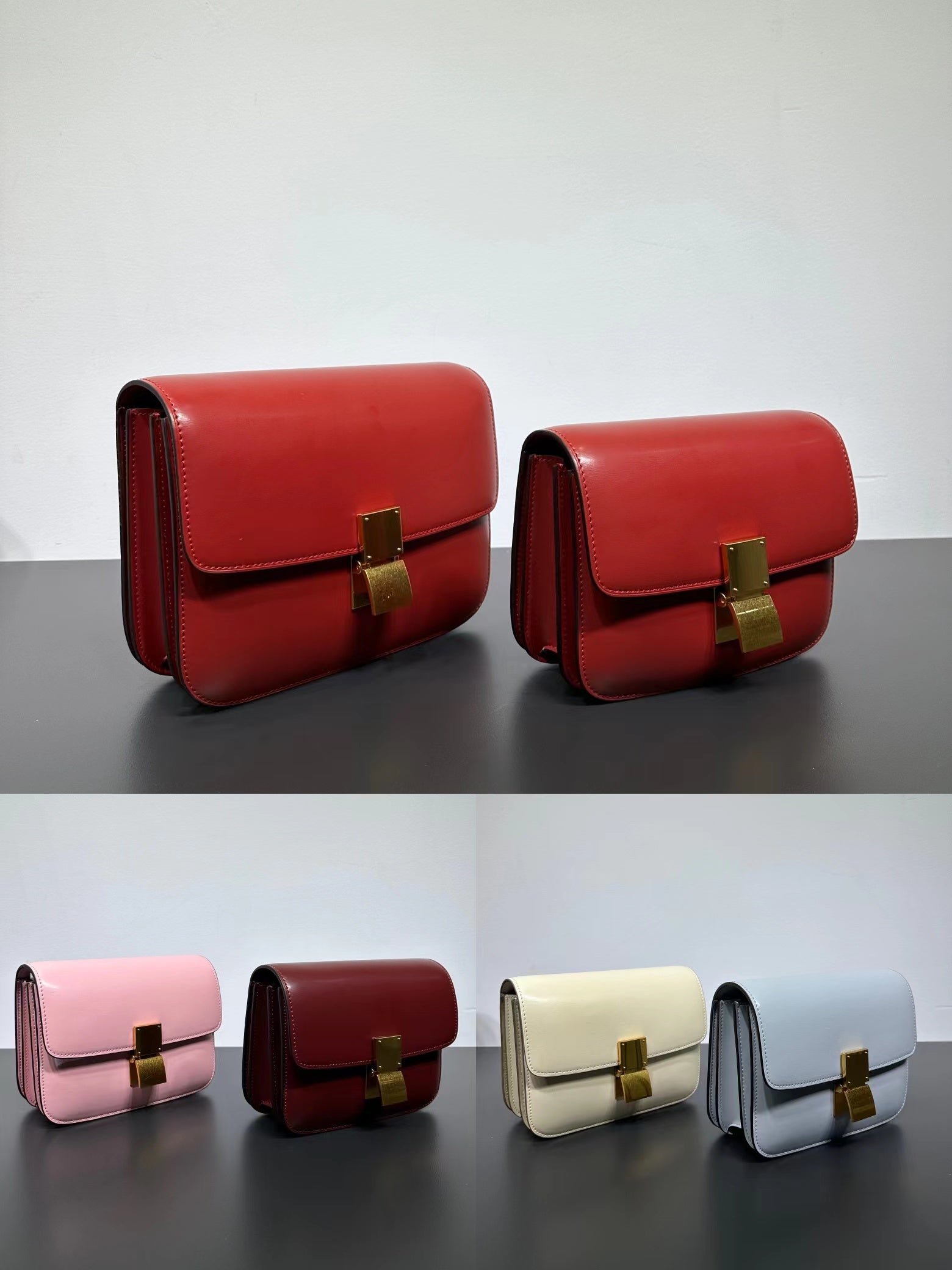 Genuine Leather Minimal Box Crossbody Bag Women Handbag