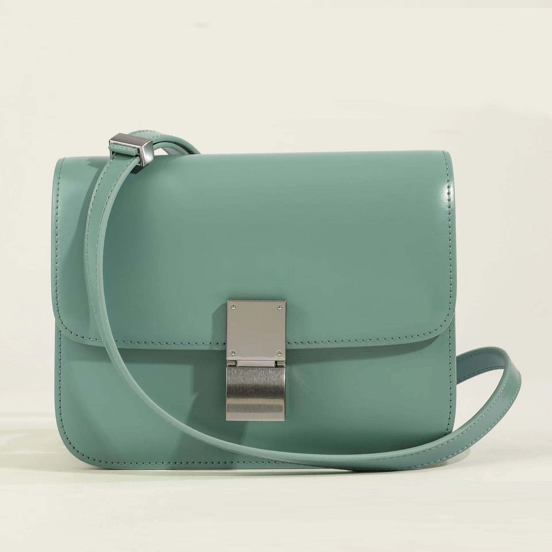 Genuine Leather Minimal Box Crossbody Bag Women Handbag