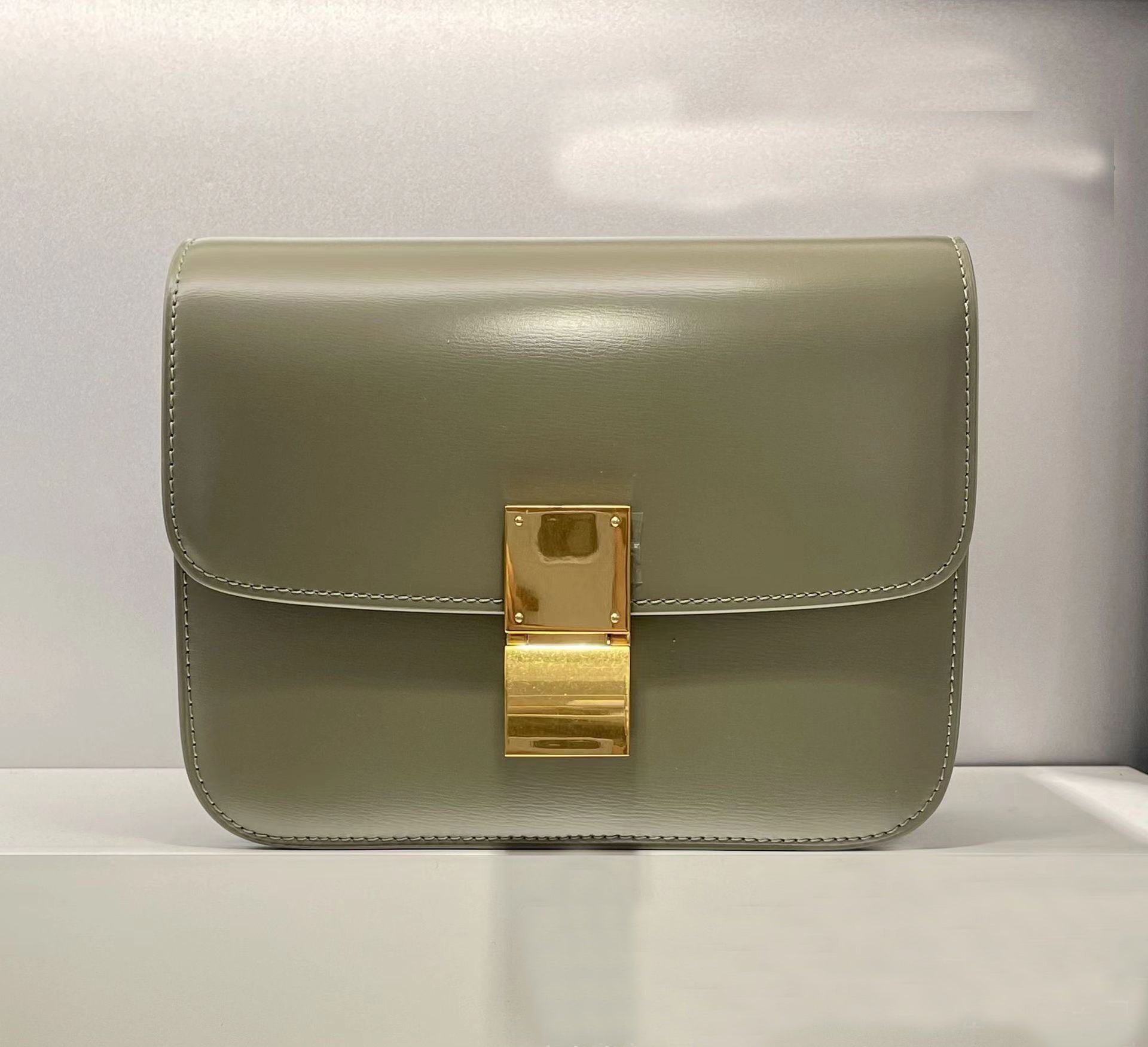 Genuine Leather Minimal Box Crossbody Bag Women Handbag