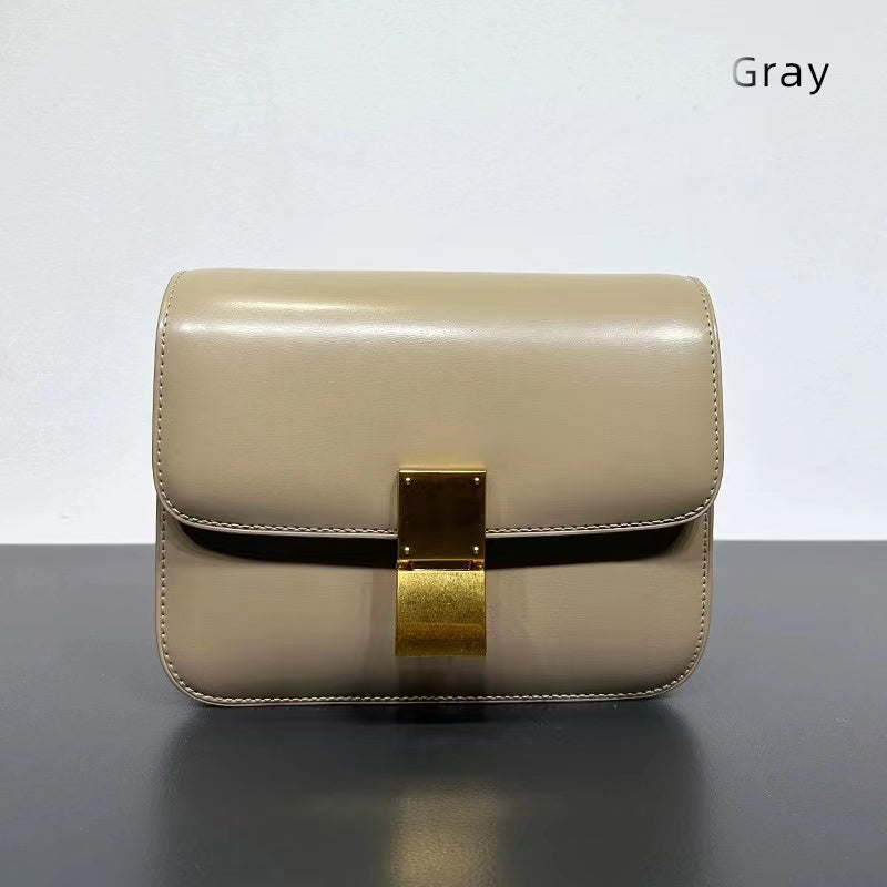 Genuine Leather Minimal Box Crossbody Bag Women Handbag