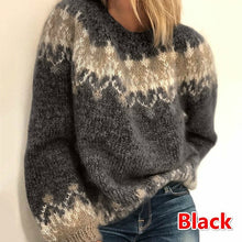 Load image into Gallery viewer, Loose Mohair Chunky Knit Jacquard Sweater
