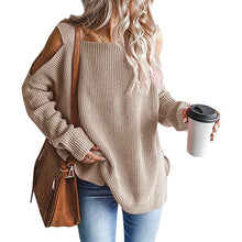 Load image into Gallery viewer, Cold Shoulder Long Sleeve Square Neck Loose Sweater
