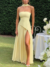 Load image into Gallery viewer, Chic Strapless Patchwork Split Side Maxi Party Dress
