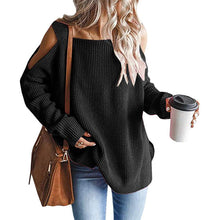 Load image into Gallery viewer, Cold Shoulder Long Sleeve Square Neck Loose Sweater
