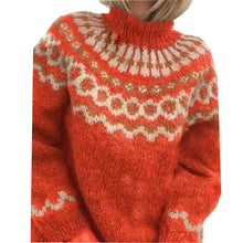 Load image into Gallery viewer, Turtleneck Pullover Jacquard Sweater Women&#39;s Knitted Top
