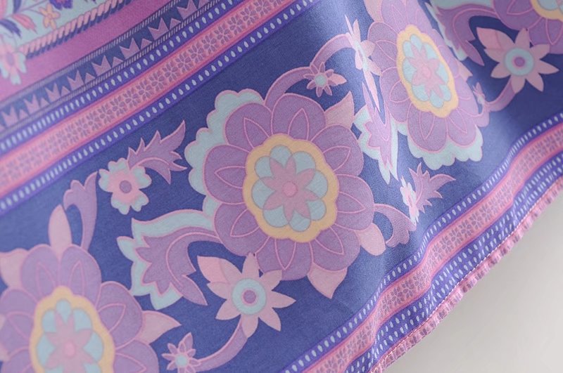 Boho Floral Print Long Sleeve Loose Maxi Dress