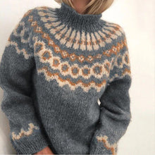 Load image into Gallery viewer, Turtleneck Pullover Jacquard Sweater Women&#39;s Knitted Top
