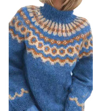 Load image into Gallery viewer, Turtleneck Pullover Jacquard Sweater Women&#39;s Knitted Top
