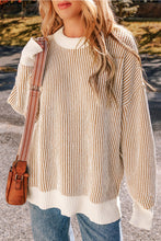 Load image into Gallery viewer, Loose Striped Contrast Trim Sweater
