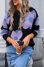 Load image into Gallery viewer, Lovely Pink Orange Floral Cable Knitted Sweater
