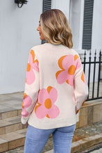 Load image into Gallery viewer, Lovely Pink Orange Floral Cable Knitted Sweater
