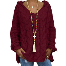 Load image into Gallery viewer, Baggy Casual Knitwear Tops Hooded Jumper Long Sleeve V Neck Loose Sweater
