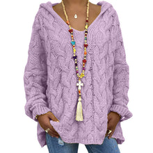 Load image into Gallery viewer, Baggy Casual Knitwear Tops Hooded Jumper Long Sleeve V Neck Loose Sweater
