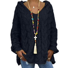 Load image into Gallery viewer, Baggy Casual Knitwear Tops Hooded Jumper Long Sleeve V Neck Loose Sweater
