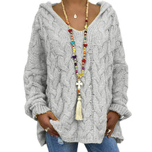 Load image into Gallery viewer, Baggy Casual Knitwear Tops Hooded Jumper Long Sleeve V Neck Loose Sweater
