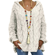Load image into Gallery viewer, Baggy Casual Knitwear Tops Hooded Jumper Long Sleeve V Neck Loose Sweater
