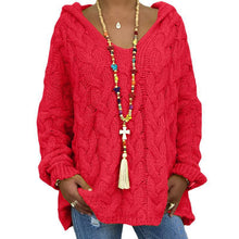 Load image into Gallery viewer, Baggy Casual Knitwear Tops Hooded Jumper Long Sleeve V Neck Loose Sweater
